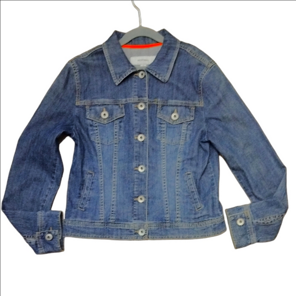 Merona Denim Jacket with Orange Trim Kids Small - Picture 1 of 3